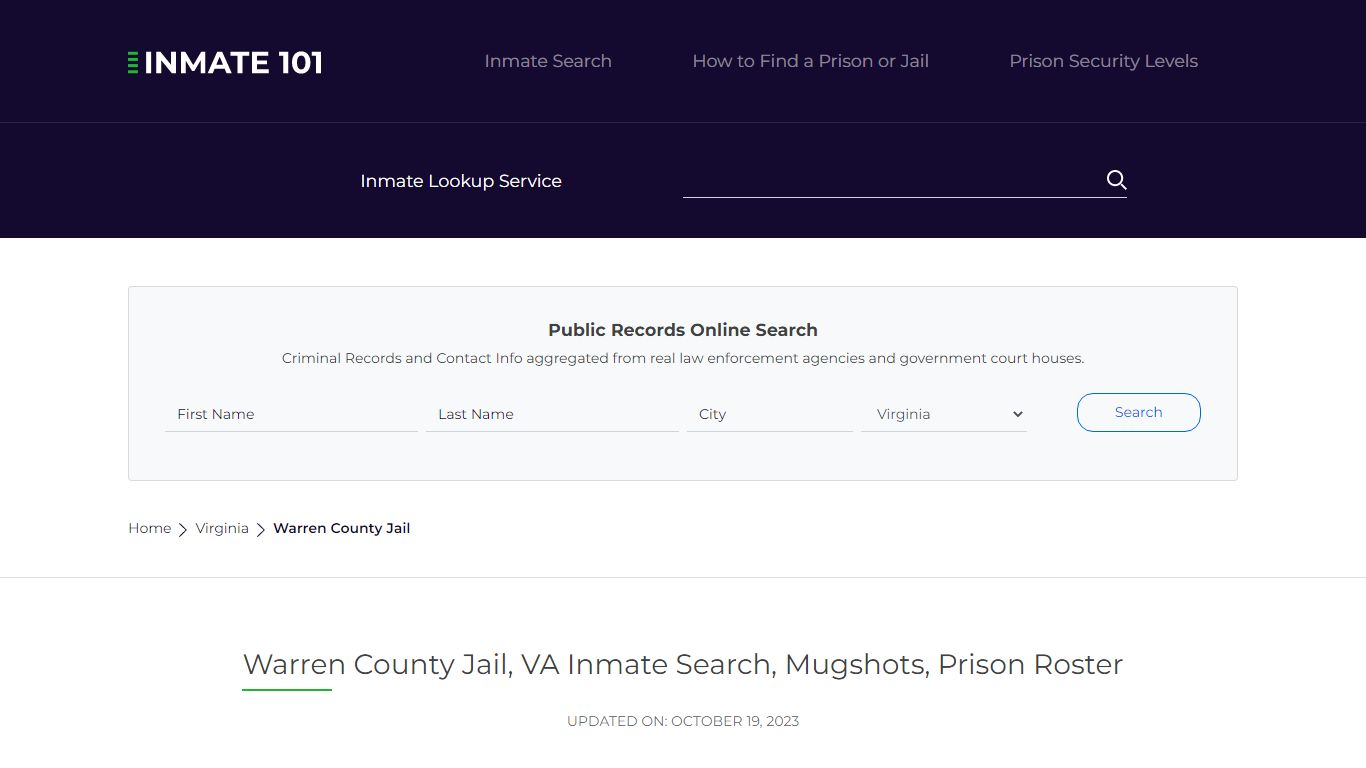 Warren County Jail, VA Inmate Search, Mugshots, Prison Roster